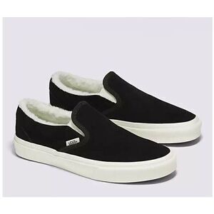 Unisex Vans Classic Slip-On Cozy Hug Sherpa Shoe Black 9.5 Women 8 Mens